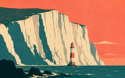 Beachy Head Lighthouse, Three thousand tons of granite, cut on the rocks: an illustration of a place on this route.