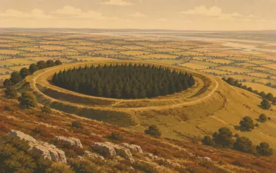 Beacon Ring, A complete circuit, and a wood planted inside it: an illustration of a place on this route.