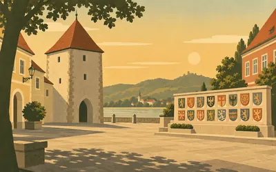 Pöchlarn, called Bechelaren, The friendly stop in a poem about slaughter: an illustration of a place on this route.