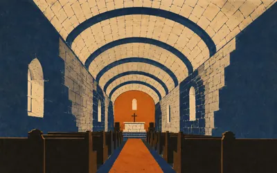 St Cuthbert's, Bellingham, A church roofed in stone slabs on a stone vault: an illustration of a place on this route.