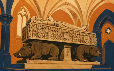 San Francisco de Betanzos, A knight asleep on a boar and a bear: an illustration of a place on this route.