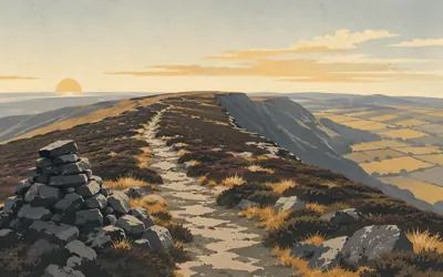 The Hatterrall Ridge, The last upland before the south coast: an illustration of a place on this route.
