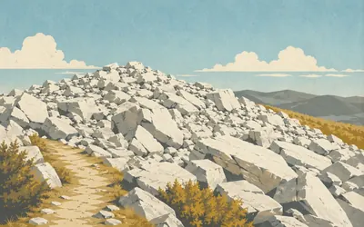 Blackrock, A summit made of loose blocks: an illustration of a place on this route.