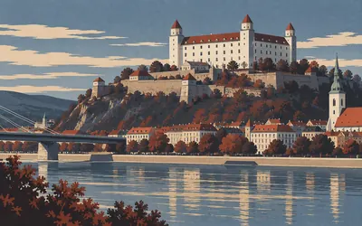Bratislava Castle, An upturned table on a hill: an illustration of a place on this route.