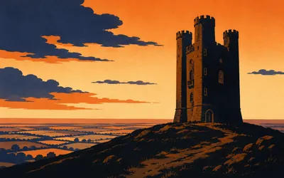 Broadway Tower, A folly with a printing press inside it: an illustration of a place on this route.