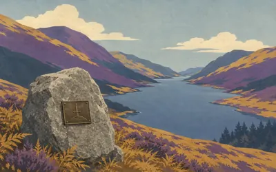 Bruce's Stone, Glen Trool, A granite boulder above the loch: an illustration of a place on this route.