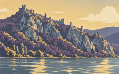 Burgruine Aggstein, A hundred and fifty metres of ruin along a crest: an illustration of a place on this route.