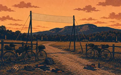 Back to the showground, Four hundred and forty-three kilometres, one field: an illustration of a place on this route.