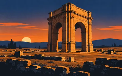 The Arch of Cáparra, Four ways through, in the middle of a town: an illustration of a place on this route.
