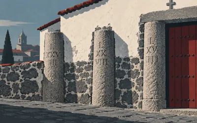 Carcaboso, Six milestones in the village walls: an illustration of a place on this route.