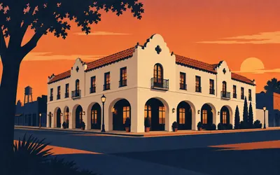 The Casa Grande Hotel, Elk City, Spanish Revival, western Oklahoma, 1928: an illustration of a place on this route.