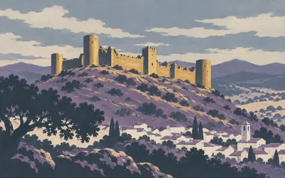 El Real de la Jara Castle, The highest point of the village: an illustration of a place on this route.