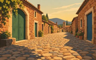 Castrillo de los Polvazares, One street of iron-red stone: an illustration of a place on this route.