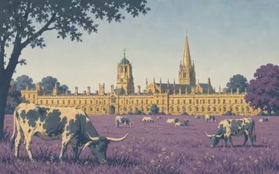 Christ Church Meadow, Cattle grazing under a cathedral: an illustration of a place on this route.