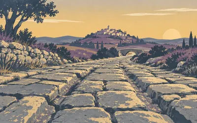 Cirauqui, You leave town on Roman paving: an illustration of a place on this route.