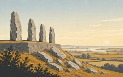 Coldrum Long Barrow, At least twenty-four people, four stones: an illustration of a place on this route.