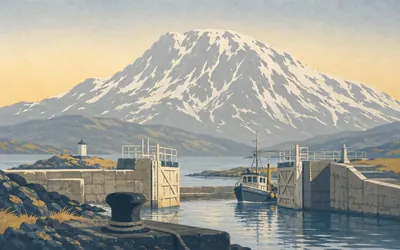Corpach Sea Lock, Where the canal meets the sea: an illustration of a place on this route.