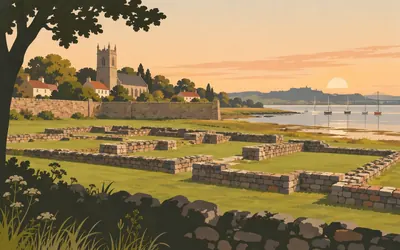 Cramond Roman Fort, Five acres at the mouth of the Almond: an illustration of a place on this route.