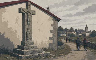 Cruceiro de Melide, Where the Oviedo road runs out: an illustration of a place on this route.