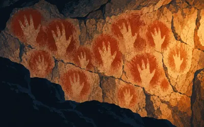 Maltravieso Cave, Hands with no little finger: an illustration of a place on this route.