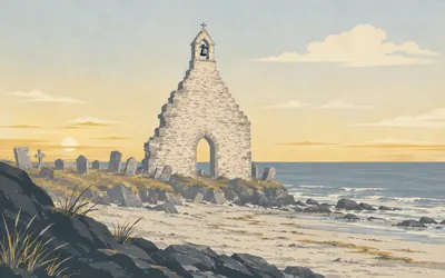 Cwm-yr-Eglwys, One wall left standing: an illustration of a place on this route.