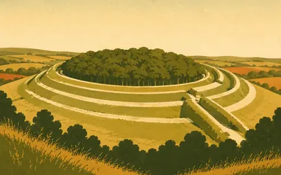 Danebury, An Iron Age town, dug for twenty years: an illustration of a place on this route.