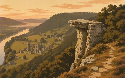 The Devil's Pulpit, A pillar of rock, possibly left by quarrymen: an illustration of a place on this route.