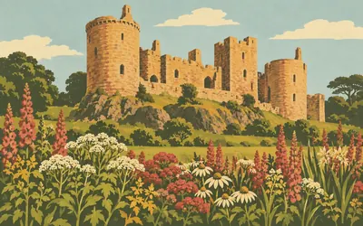 Dirleton Castle, A ruin kept as an ornament: an illustration of a place on this route.