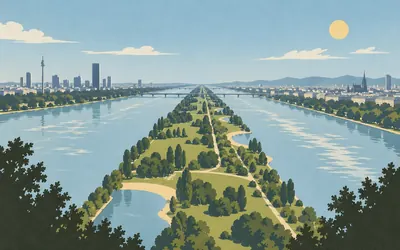 The Donauinsel, Twenty-one kilometres of spoil heap: an illustration of a place on this route.