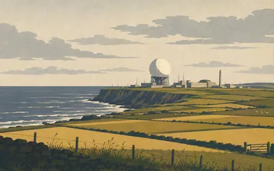Dounreay, A steel golf ball on the Atlantic: an illustration of a place on this route.