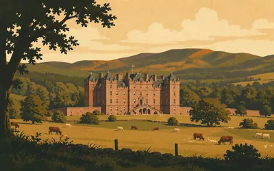 Drumlanrig Castle, Pink stone above the Nith: an illustration of a place on this route.