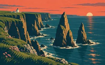 Duncansby Head, The north-east corner, and the stacks below it: an illustration of a place on this route.