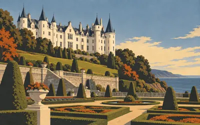 Dunrobin Castle, A French château on the Moray Firth: an illustration of a place on this route.