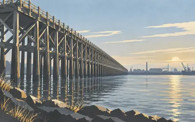 Dunston Staiths, A wooden pier for tipping coal: an illustration of a place on this route.