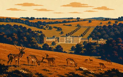 Dyrham Park, A house dropped into a fold in the hills: an illustration of a place on this route.