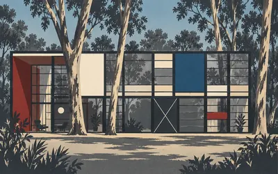 The Eames House, Ordered out of a catalogue: an illustration of a place on this route.