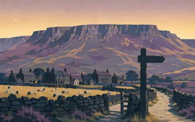 Edale, Kilometre zero of England's first National Trail: an illustration of a place on this route.