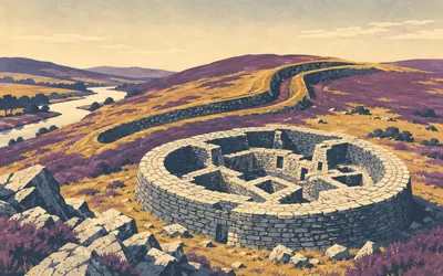 Edin's Hall Broch, A northern building in the wrong county: an illustration of a place on this route.