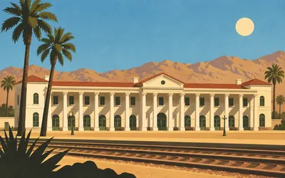 El Garces, Needles, A Harvey House with a colonnade on the Colorado: an illustration of a place on this route.