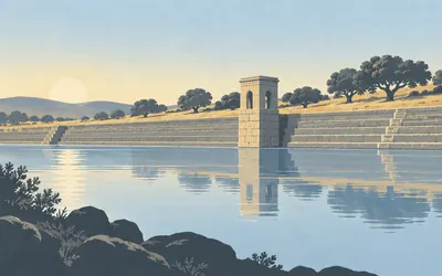 The Proserpina Reservoir, A Roman dam, four hundred metres of it: an illustration of a place on this route.