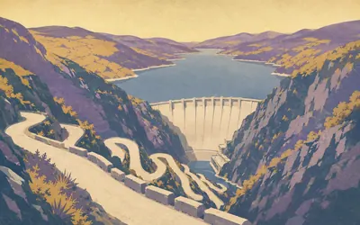 Embalse de Salime, A power station with a mural inside it: an illustration of a place on this route.