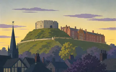 Farnham Castle, A tower with chalk piled up its sides: an illustration of a place on this route.
