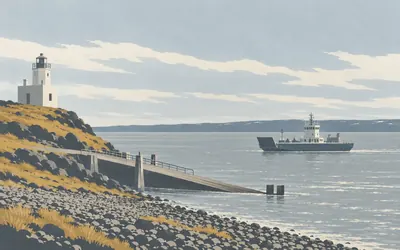 Faro Punta Delgada, First Narrows, Three ferries, and the line crosses anyway: an illustration of a place on this route.