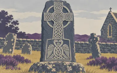 The Farr Stone, Two birds with their necks entwined: an illustration of a place on this route.