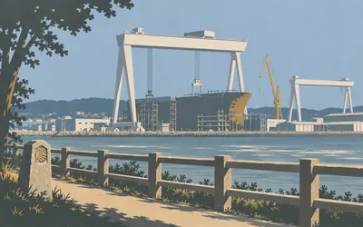 Fene, The Camino passes a shipyard town: an illustration of a place on this route.