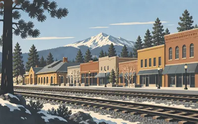 The Railroad Addition, Flagstaff, Built in the gap between the railway and the pines: an illustration of a place on this route.