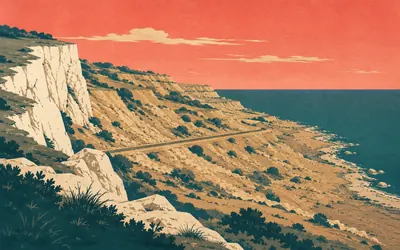 Folkestone Warren, Twelve major landslips since 1765: an illustration of a place on this route.