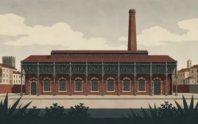 The cast-iron town, A whole town made of what it made: an illustration of a place on this route.