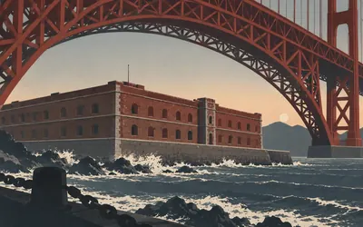 Fort Point, Metre zero, under the bridge: an illustration of a place on this route.