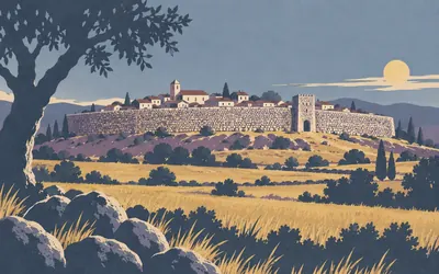 Galisteo, A wall of river cobbles, eleven metres high: an illustration of a place on this route.